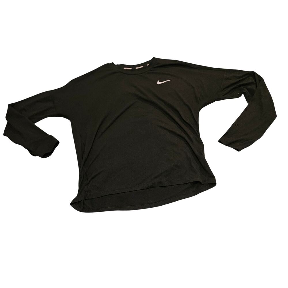 Nike Dri-FIT Running Long Sleeve Shirt Black Reflective Logo Women’s Medium